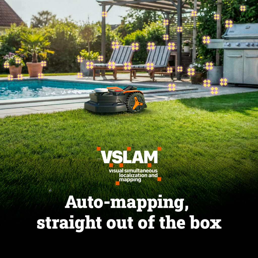 Landroid Vision Cloud Robot Lawn Mower, No Perimeter Wire Robot Mower for 1/4 Acre, WR310 +  Robotic Lawn Mower Garage, Weatherproof Mower StoraGarafor Vision Cloud, WA0828