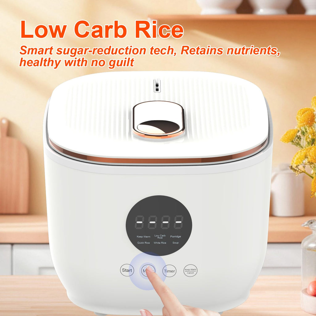 3L Healthy Low Carb Rice Cooker, Low Sugar Digital Steamer,Porridge,Soup, Rice,White Rice, Steel Filter Basket，5 CooFunctions,24H Timer & Auto Keep Warm