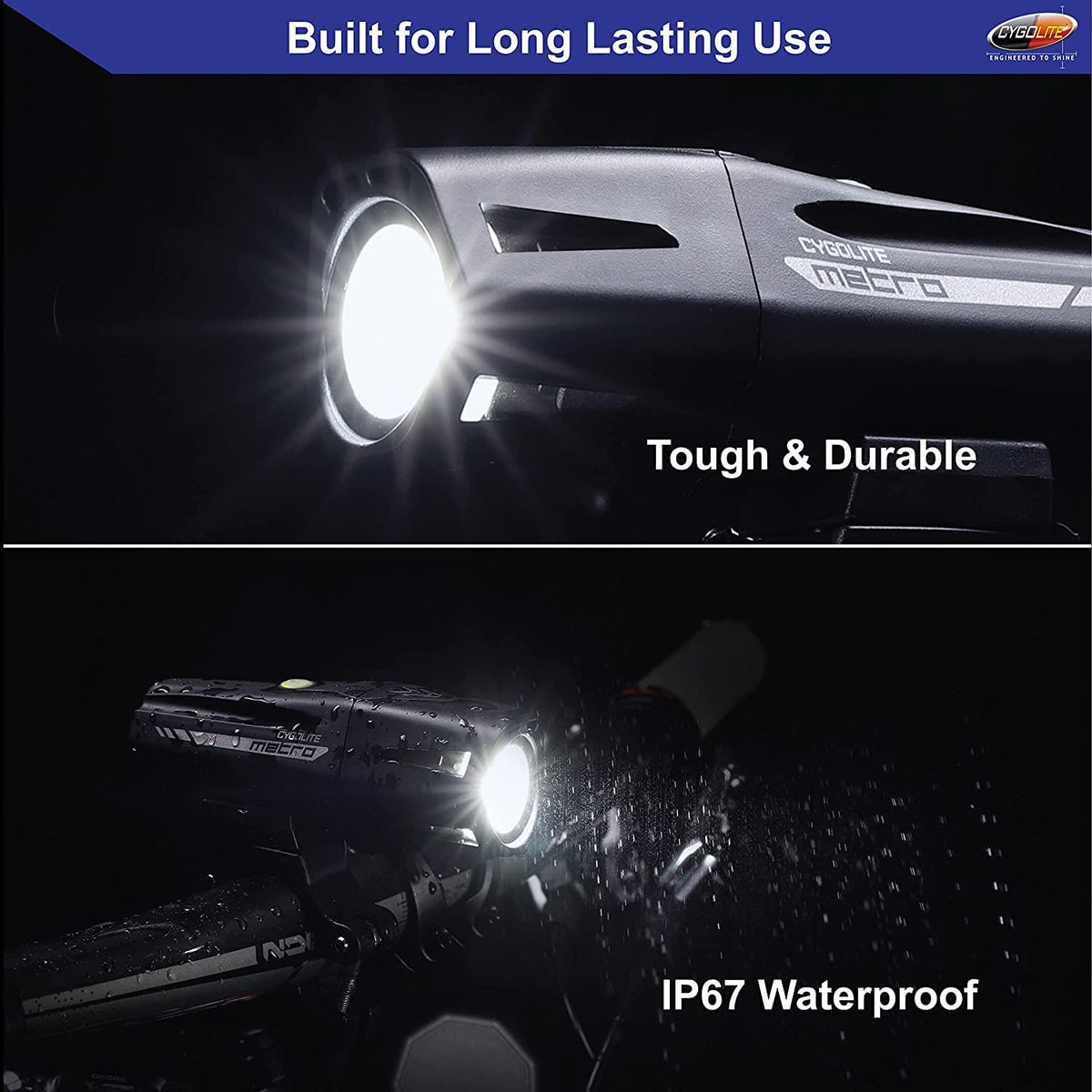 Cygolite Metro Pro – 1,100 Lumen Bike Light – 9 Night & Day Modes – Compact & Durable – IP67 Waterproof – Secured Hard Mount – USB Rechargeable Headlight – For Road, Mountain, Commuter Bicycles, Black