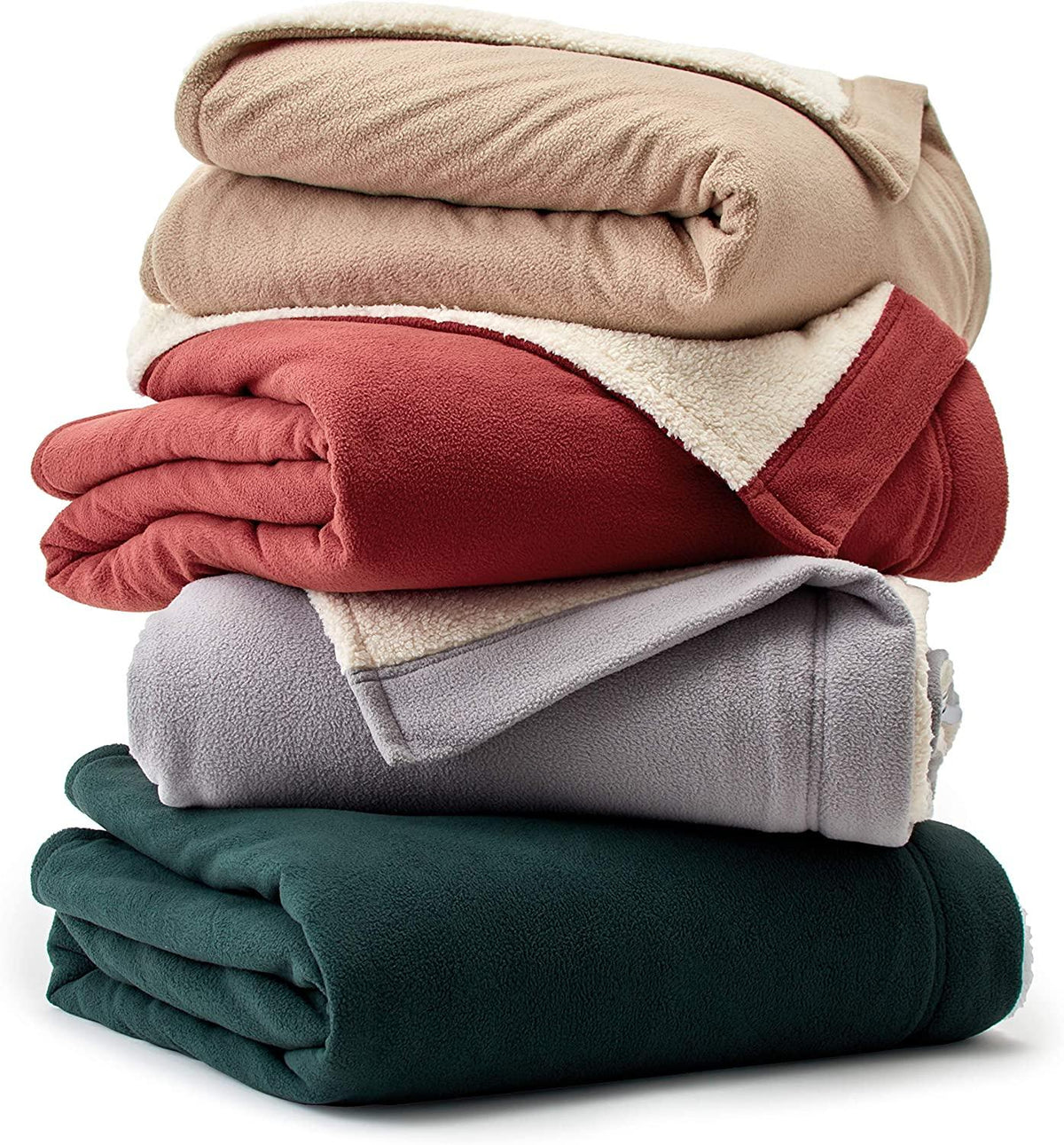 | Signature Reversible Fleece/Sherpa Electric Heated Blanket with Safe &amp; Warm Low-VoltaTechnology, Full, Khaki