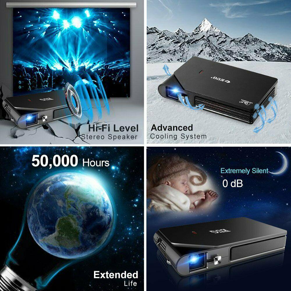 eug dlp wifi 3d projector wireless mirroring screen home theater tv hdmi 7000:1