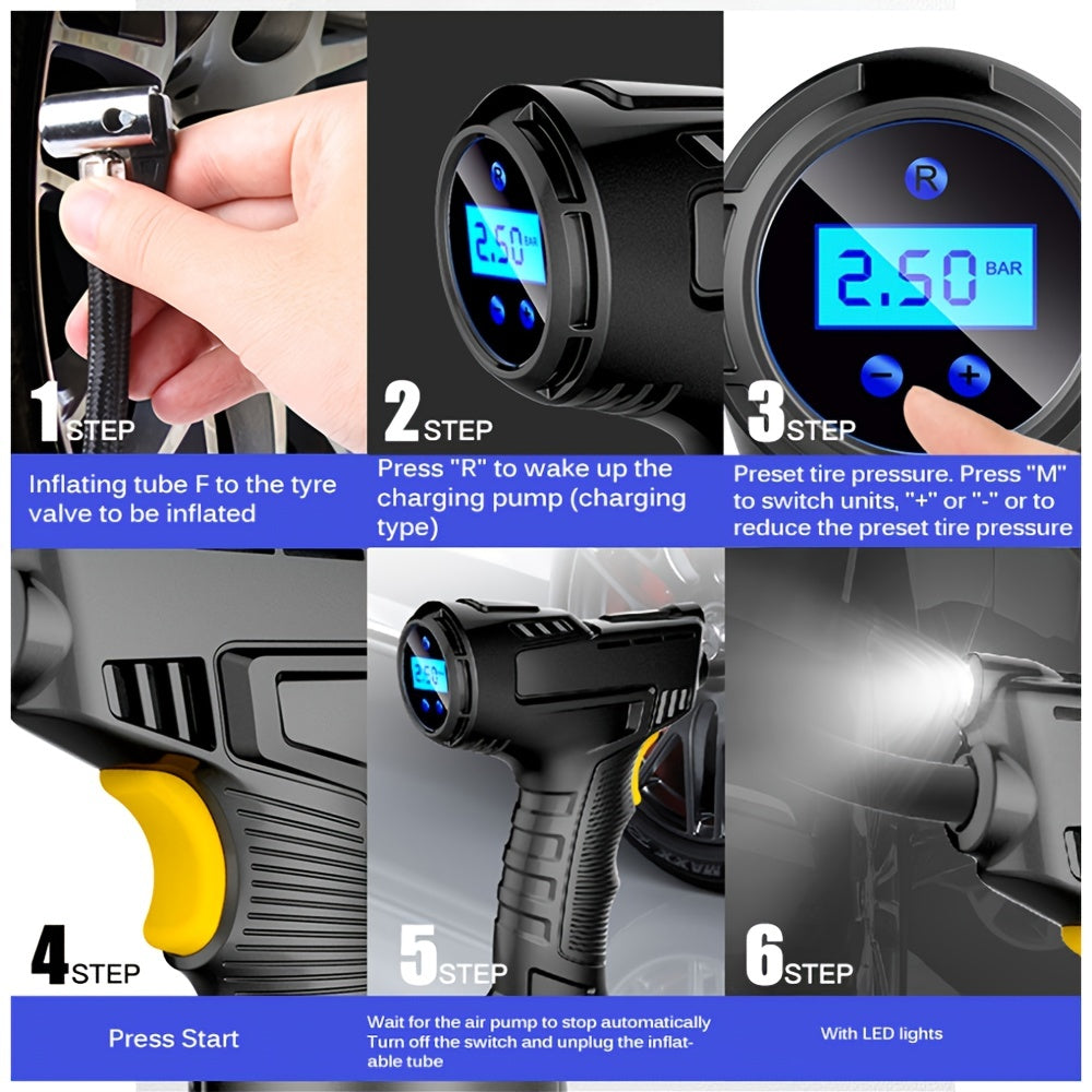 120W Air Compressor Inflatable Pump Portable Air Pump Car Tire Inflator Digital For Car Bicycle Balls