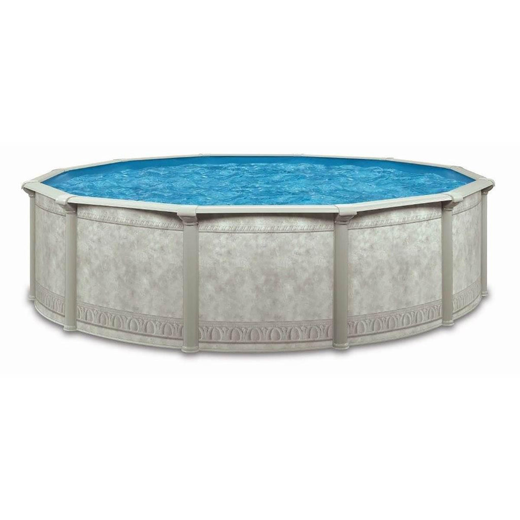 Aquarian Pools Khaki Venetian 15 foot x 52 Inch Round Steel Outdoor Backyard Above Ground Family Swimming Pool with Skimmer and
