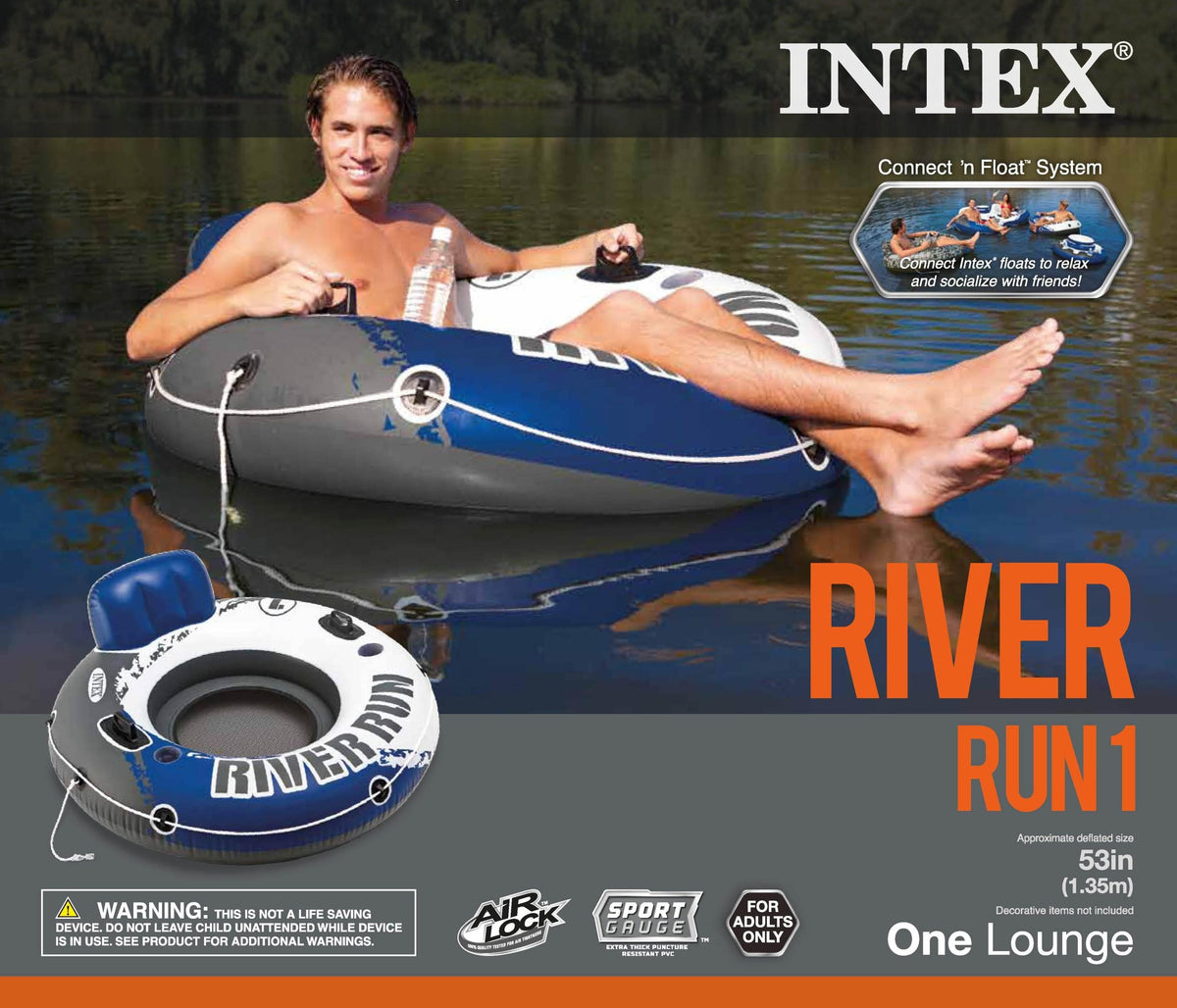 River Run 1 Inflatable Floating Tube Raft for Lake, River, &amp; Pool (6 Pack)