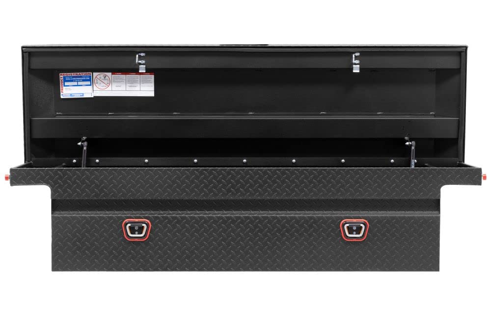 Saddle Truck Tool Box Aluminum Full Low Profile Textured Matte Black 10.2 Cu Ft