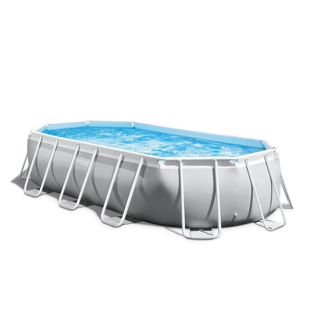 26795EH Prism Frame 16.5ft x 9ft 48in Outdoor Frame Above Ground Oval Swimming Pool Set with Filter Pump, Pool Cover,