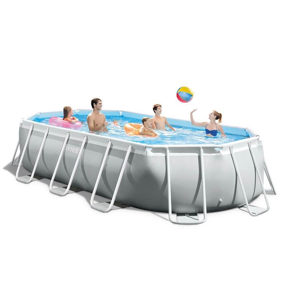 26795EH Prism Frame 16.5ft x 9ft 48in Outdoor Frame Above Ground Oval Swimming Pool Set with Filter Pump, Pool Cover,