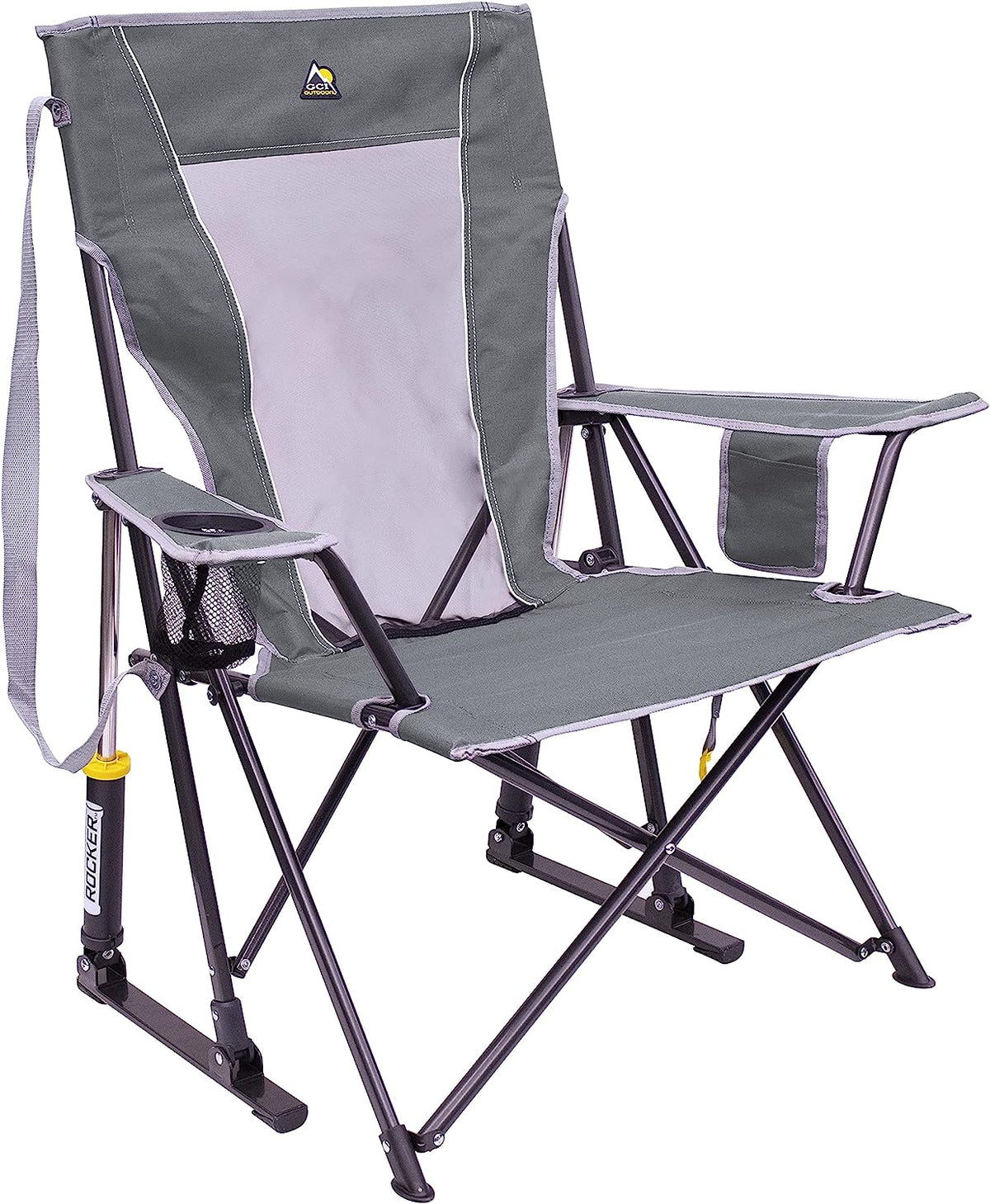 GCI Outdoor Comfort Pro Rocker Collapsible Rocking Chair &amp; Outdoor Camping Chair, Mercury Grey