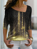 Casual Sequin Print V-neck T-shirt