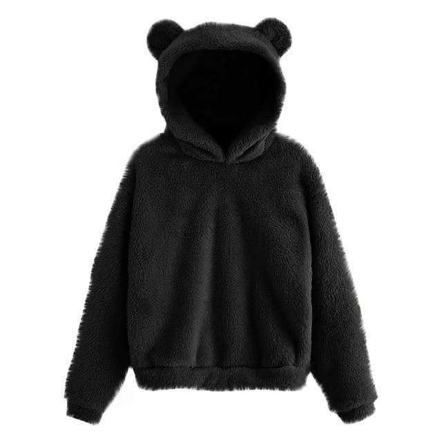 fluffy bear ear hoodie jacket
