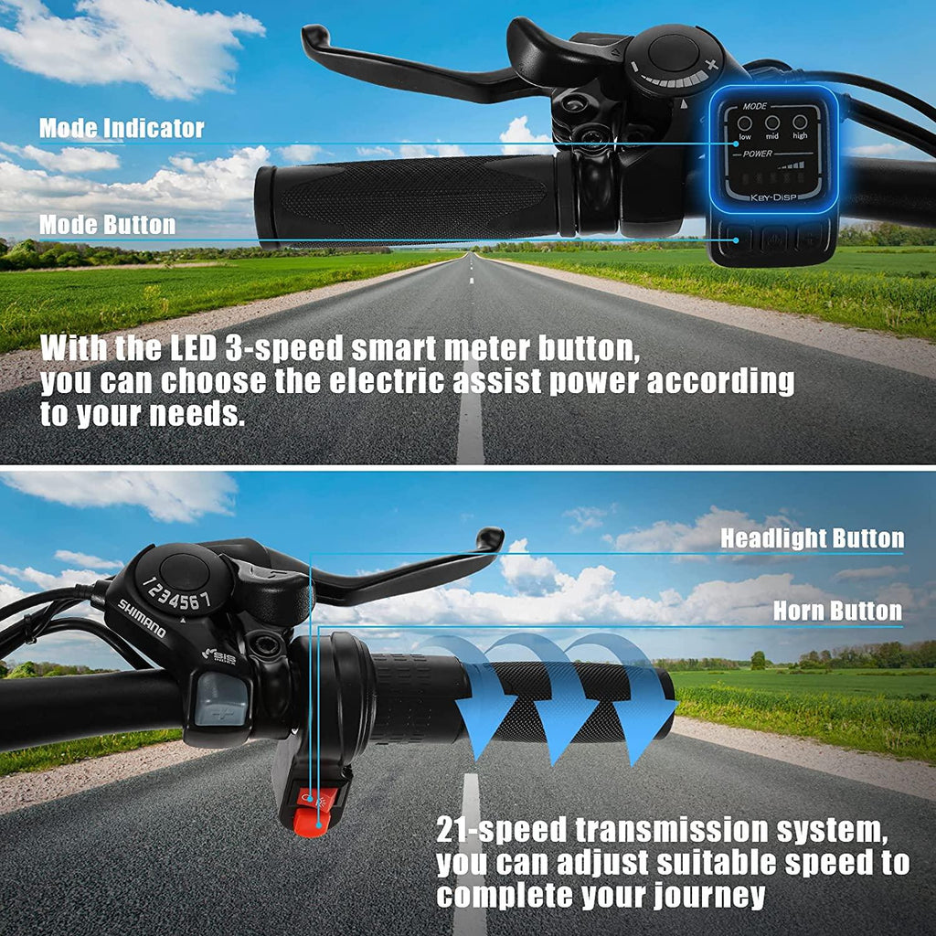 Electric Bike for Adults, 26'' Folding Electric Mountain Bike with Removable 36V 8AH Lithium-Ion Battery, 250W Motor Electric Bike, E-Bike with 21 Speed Gear and Three WorModes