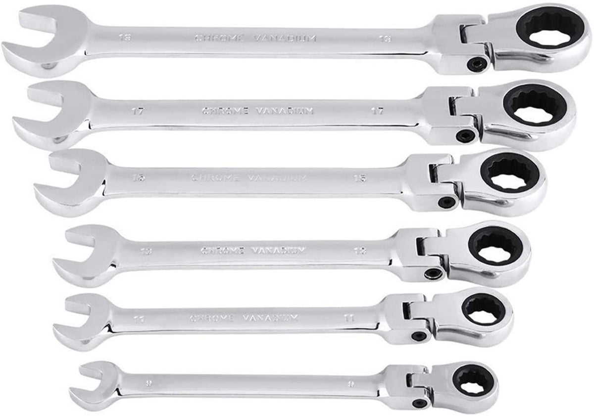 YUOP Hand Tool Set 12 Pcs Ratche Wrench Set Torque Socket Spanner 8-19mm Ratcheting Wrench Spanners Garafor Auto Car Repair Tools (Size : Flexible Head)