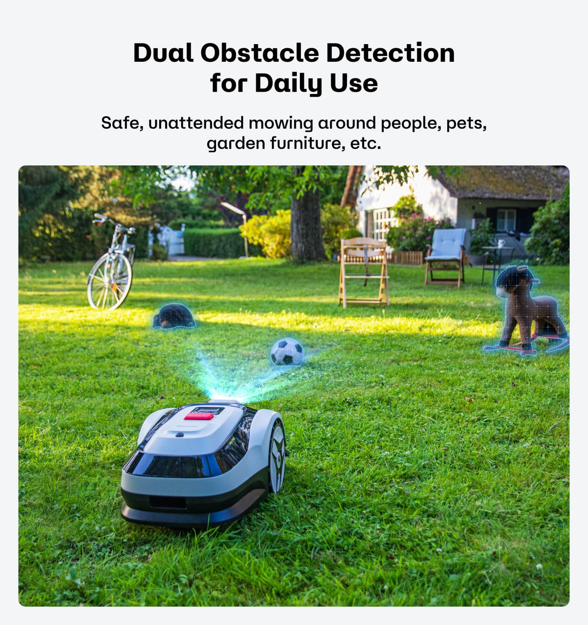 Raccoon 2 SE Wire Robot Lawn Mower, No RTK for Max. 0.15 Acre Lawn Area, 1.18"–3.15” Cutting Height, Intelligent AI Robotic Lawn Mower with 5Ah Fast-Charging Battery Robot Mower for Small Lawns