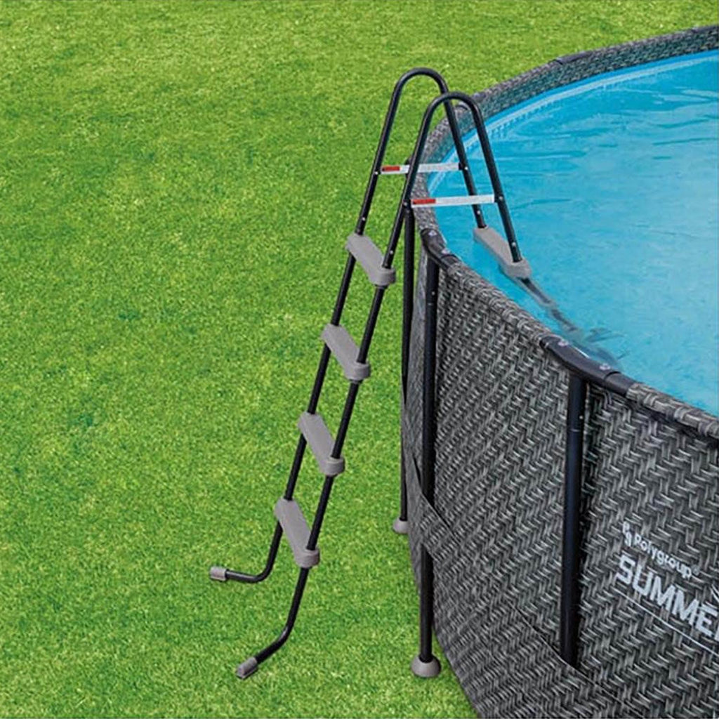 Summer Waves P4A01648B 16ft x 48in Above Ground Frame Outdoor Swimming Pool Set w/ Filter Pump, Pool Cover, Ladder, Ground