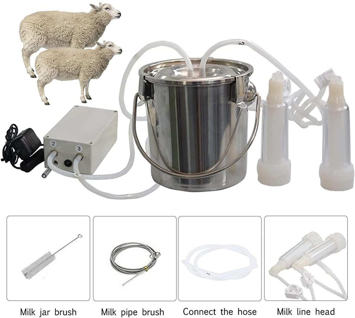 goat milking machine, pulsation vacuum pump milker, automatic portable livestock milking equipment, electric pulsation milking machine, milking machine goat milking supplies for sheep ( size : 14l )