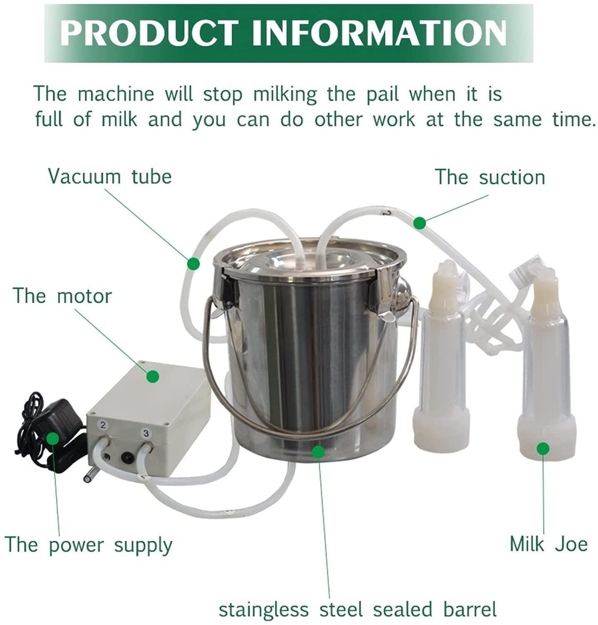 goat milking machine, pulsation vacuum pump milker, automatic portable livestock milking equipment, electric pulsation milking machine, milking machine goat milking supplies for sheep ( size : 14l )
