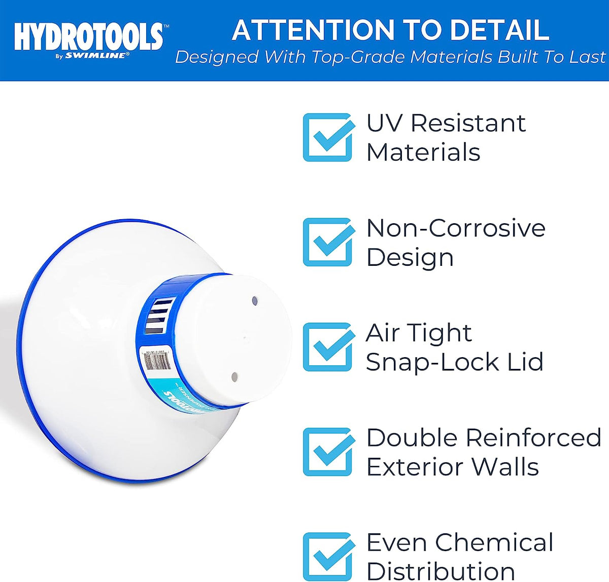 HYDROTOOLS BY SWIMLINE 8720 Extra Large Capacity Pool &amp; Spa Chemical Dispenser | Compatible With Bromine &amp; Chlorine Supports 1-3’’ Tablets | Adjustable Control Ring For Customizable Flow Rate
