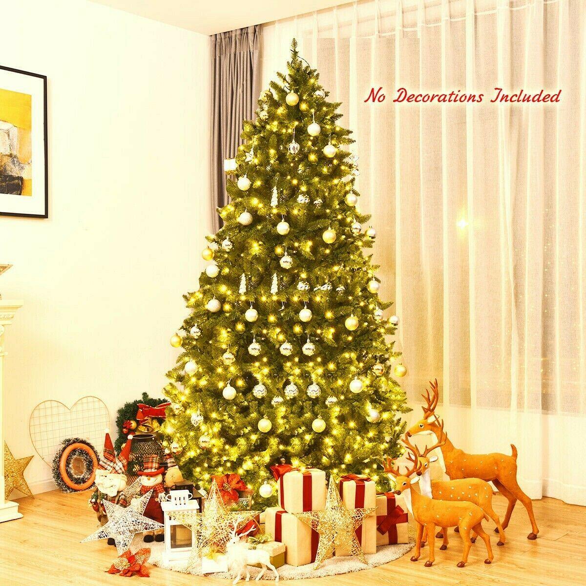 Artificial Fir Christmas Tree with LED Lights Metal Stand Xmas Pre-Lit Home 7.5'