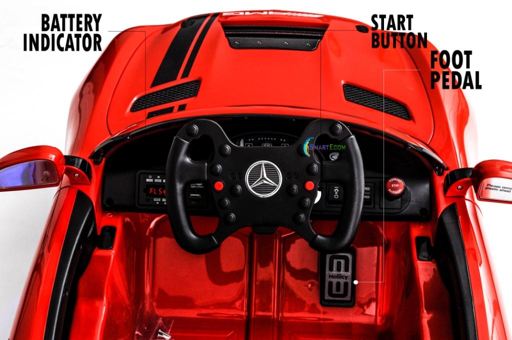 12V Mercedes GT4 Sport Ride on power electric car For Kids with Remote Control LED lights Opening doors MP3 - Red