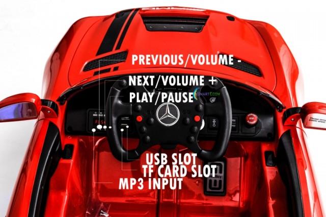 12V Mercedes GT4 Sport Ride on power electric car For Kids with Remote Control LED lights Opening doors MP3 - Red