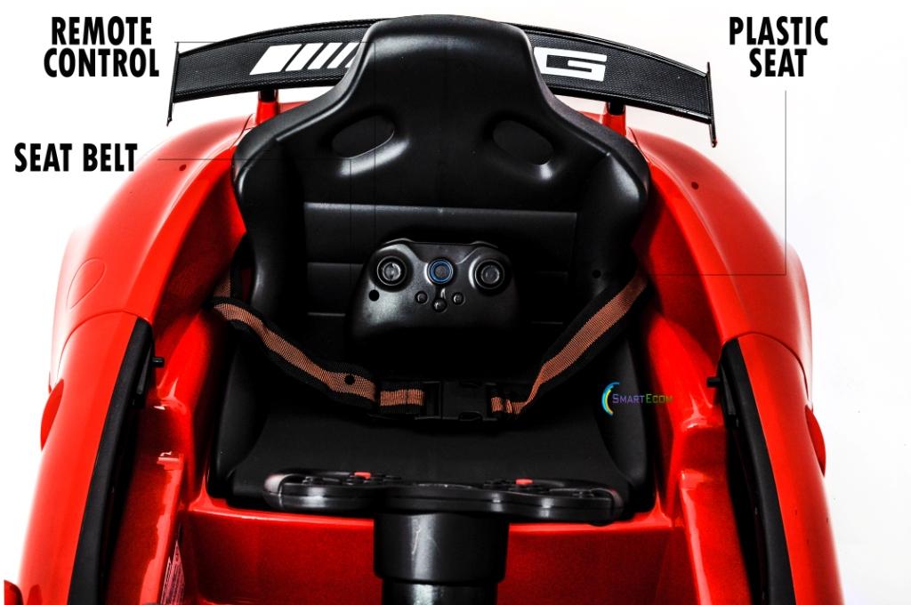 12V Mercedes GT4 Sport Ride on power electric car For Kids with Remote Control LED lights Opening doors MP3 - Red