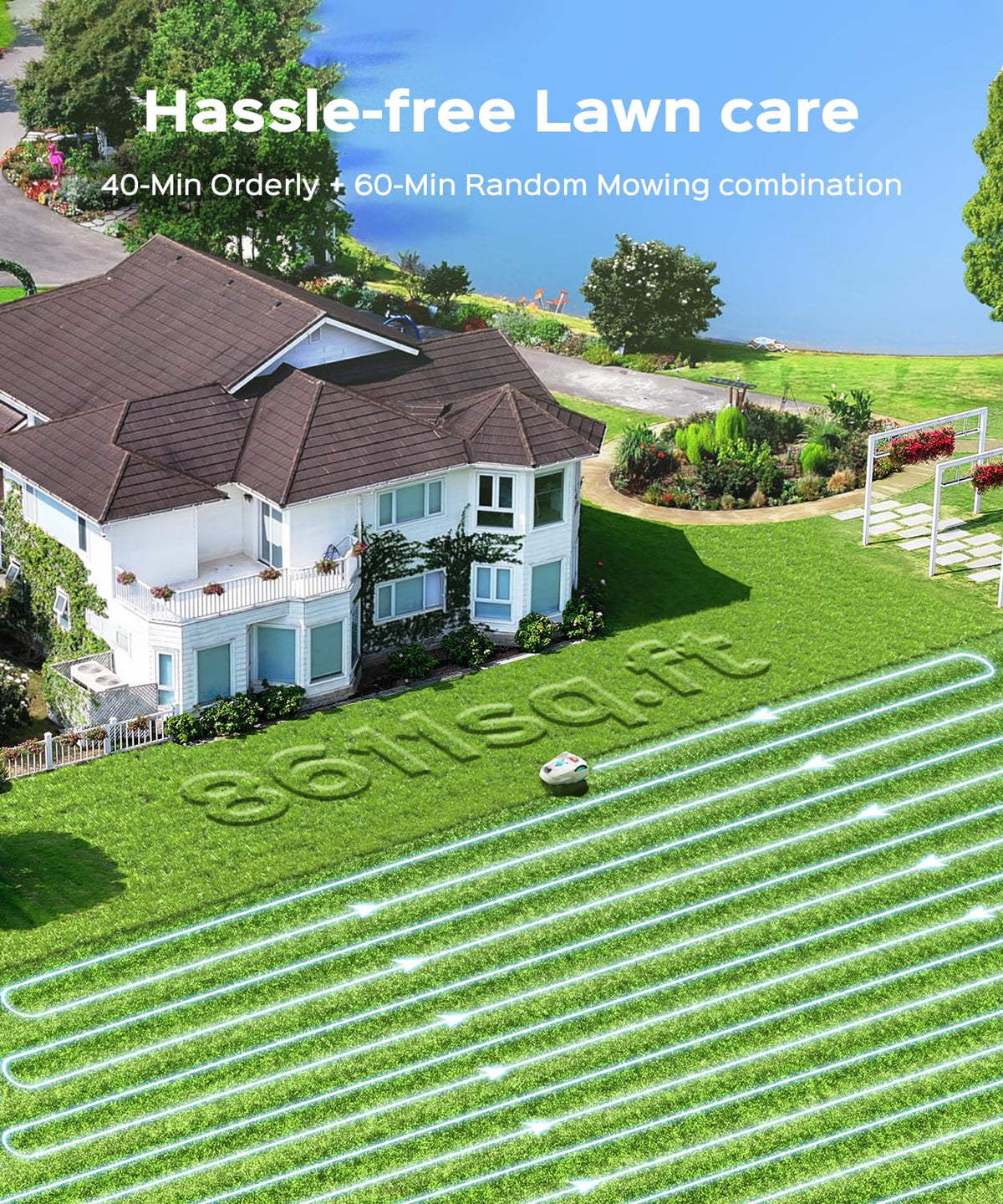 2026 M800Plus 3D Vision Cordless Robot Lawn Mower with Bow-Shaped Path Mowing, APP Control, Robotic Lawnmower with Obstacle Avoidance, Auto-Charging for Lawns up to 8611 sq.ft, White