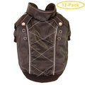 Pet Life Wuff-Rider Brown Leather Dog Bomber Jacket Medium - (14"-16" Neck to Tail) - Pack of 12