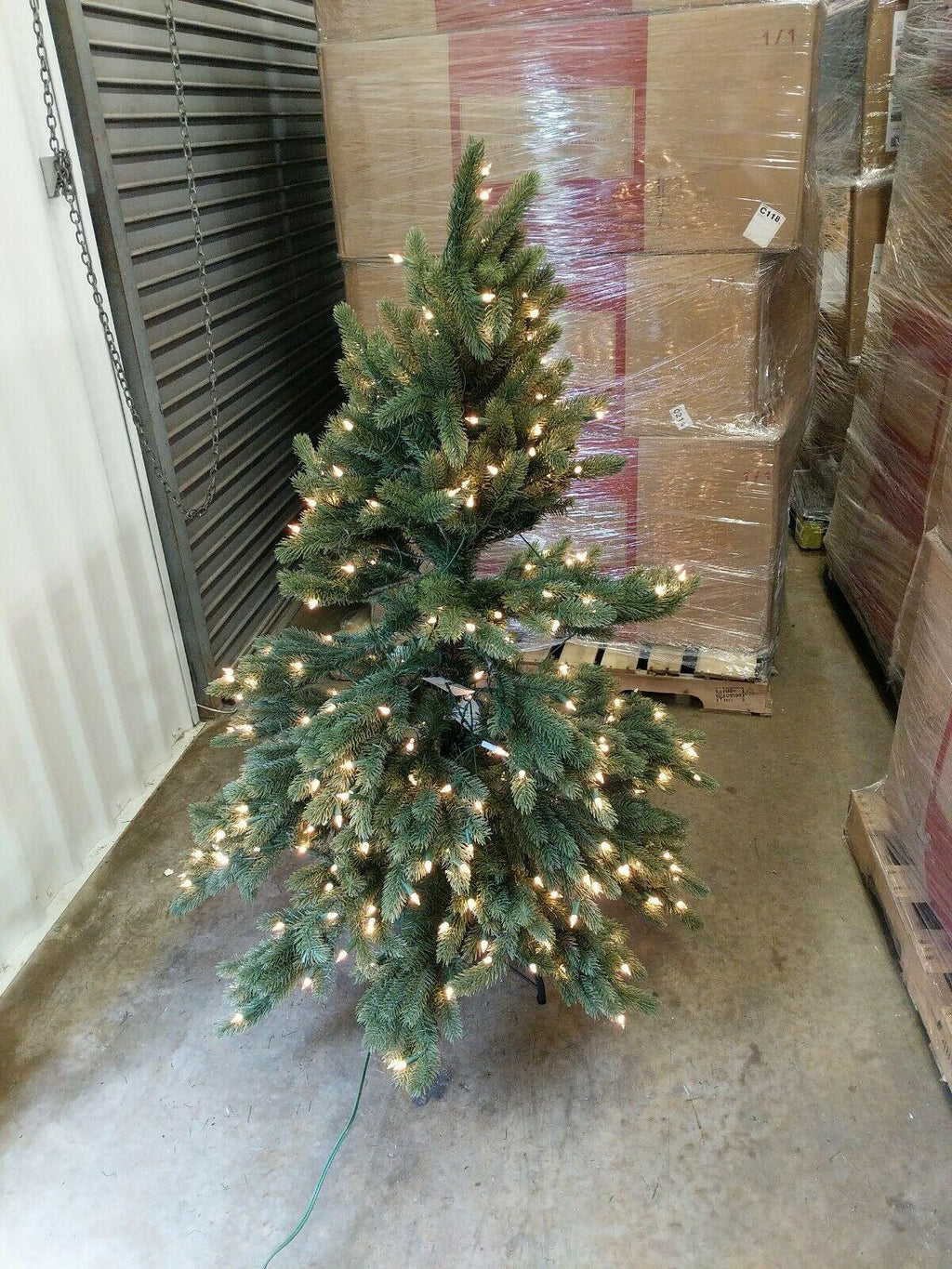 Open Box Balsam Hill Vermont White Spruce 4.5' Tree with Clear LED Lights Xmas