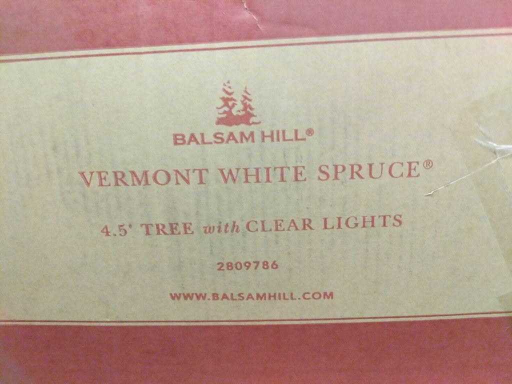 Open Box Balsam Hill Vermont White Spruce 4.5' Tree with Clear LED Lights Xmas