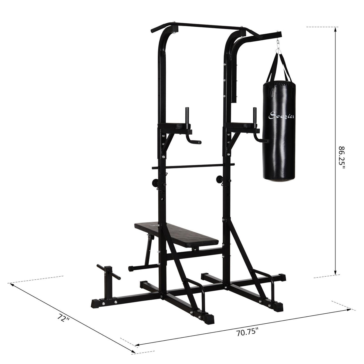 Aibecy 86" Multi Function Full Body Power Tower Home Gym with Punching Bag