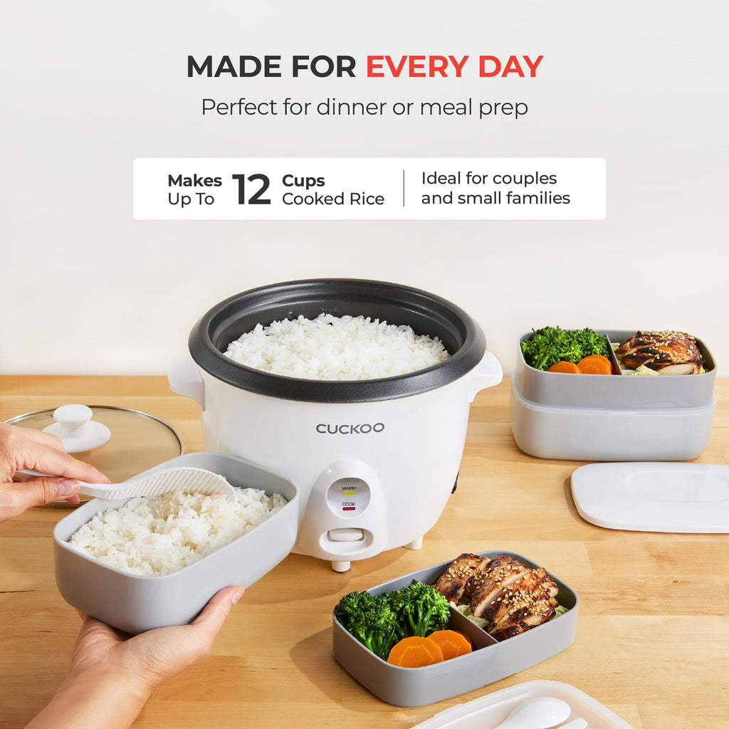 One Touch Rice Cooker 12-Cup Cooked, Small Rice Cooker & Warmer with Steamer Tray, Versatile Grain Cooker, Soup Maker, Auto Keep Warm, 6-Cup Uncooked, White (CR-0601C)