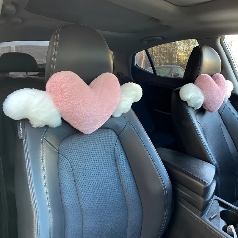 1pc Cute Cartoon Car Headrest Pillow, Neck Support Pillow, Cartoon Duck Love Heart Back Waist Pillow Seat Back Cushion Car Interior Decoration