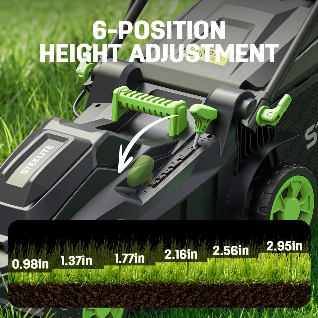 40V 17 Inch Electric Lawn Mower Cordless, Brushless Motor, 6-Position Height Adjustment, 2-in-1 Bagging &amp; Mulching, Includes 2 x 4.0Ah Batteries and Battery Charger