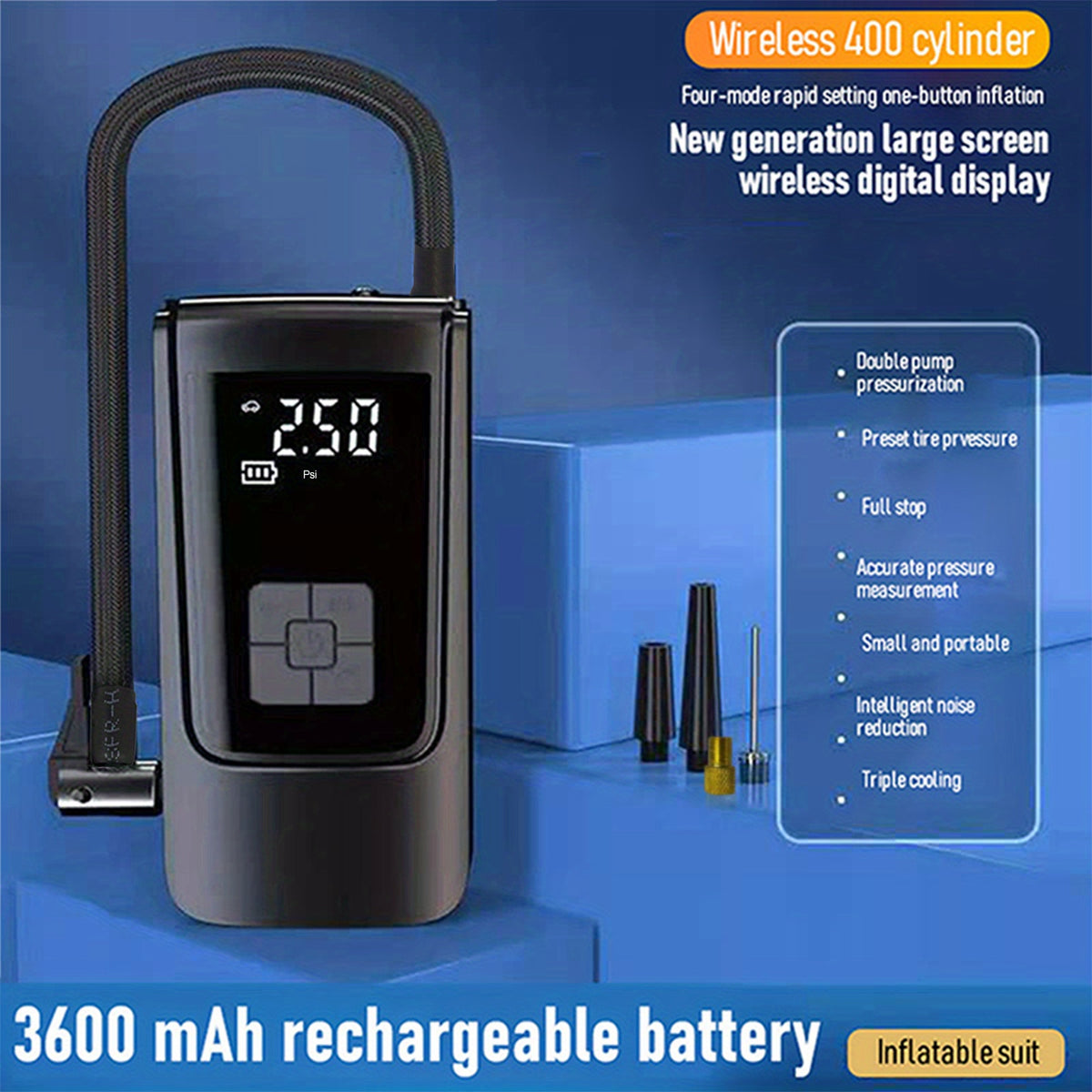 Portable 12V 150psi Car Air Compressor Inflator Pump: Inflate Car, Motorcycle & Bicycle Tires Instantly!