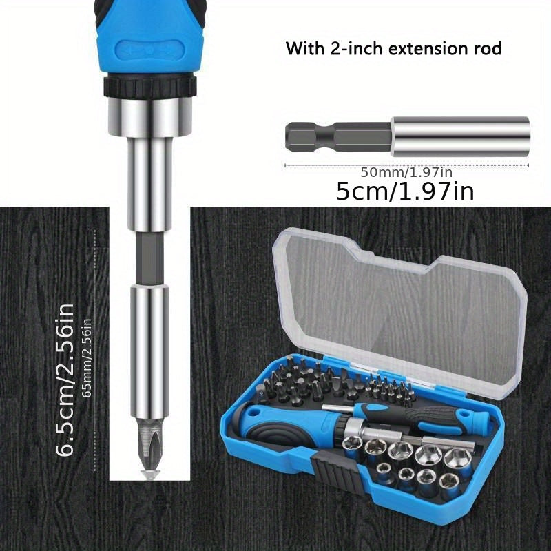 1set Multi-Functional Ratchet Screwdriver Bit Set - Slotted, Cross & Universal Tools For Precision Driving