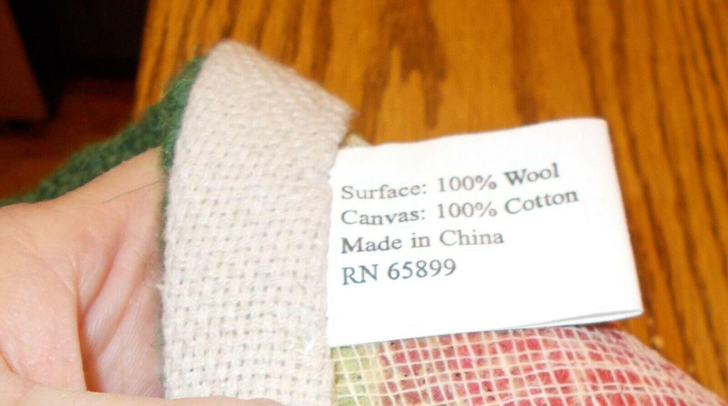 "NEW" Lar~Needlepoint~Wool ~CHRISTMAS TREE SKIRT~Trees.Holly~Red/Green/Cream