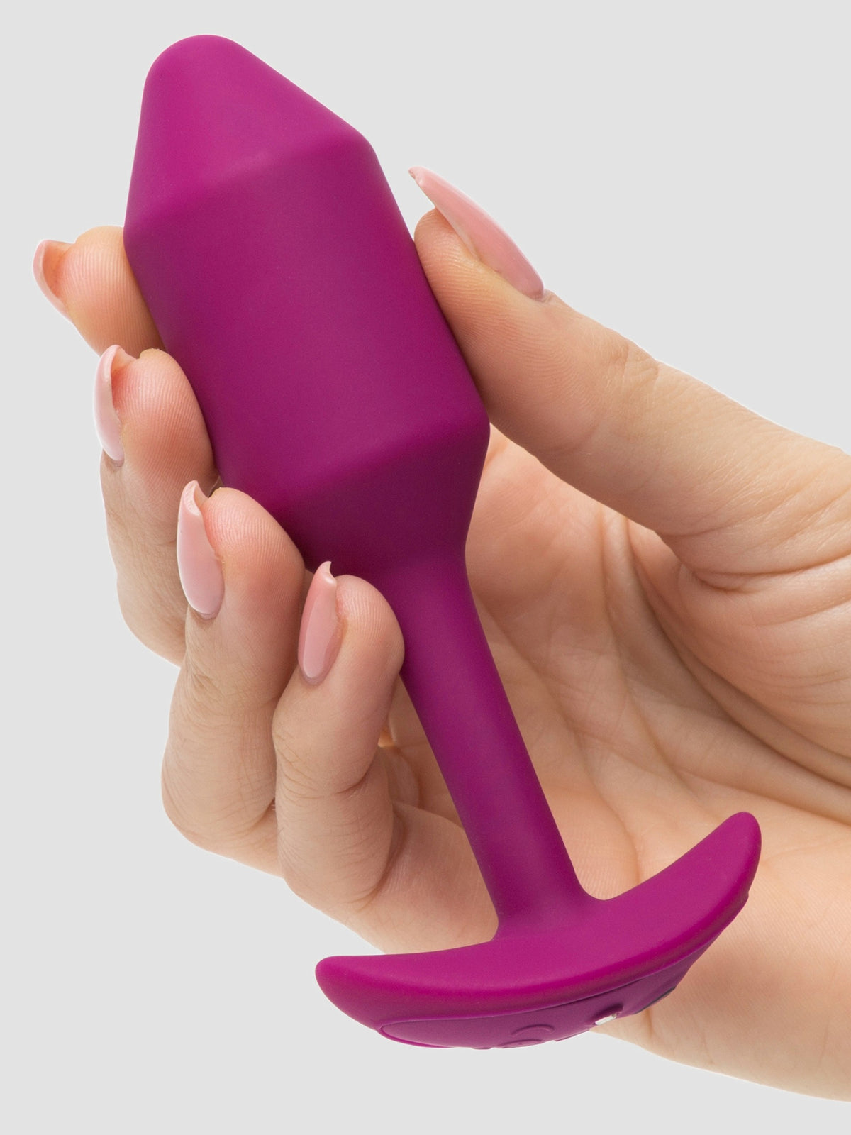 b-Vibe Vibrating Snug Plug Medium Weighted Silicone Butt Plug 3 Inch, Purple