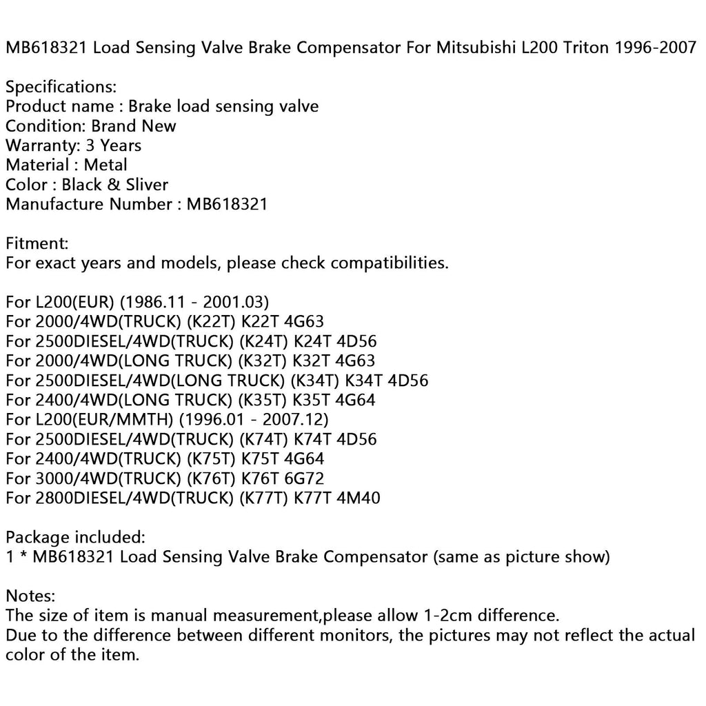 Brake Load Sensing Proportioning Valve MB618321 For Mitsubishi L200 Triton Generic