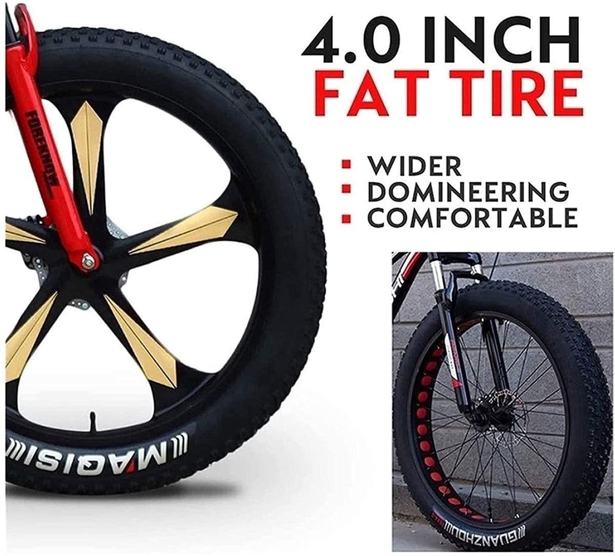 CHICAI Beach Snow Fat Bike Adult High-Carbon Mountain Cross-Country Steel Ultra-Wide Tire Sports Bike 21-30speed Low-Speed Racing Student Bike 26-inch (Size : 30-Speed)