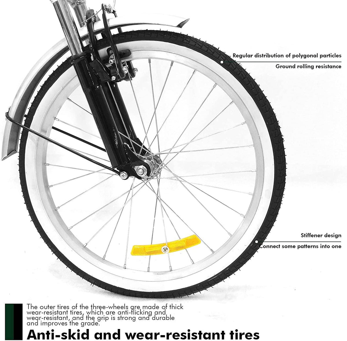 Folding Adult Tricycle 20 inch Three Wheel Tricycle for Adults Single Speed Womens Beach Cruiser Bike with LarBasket Adult Trikes for Seniors,Men,Women, Adjustable Height Seat for Recreation