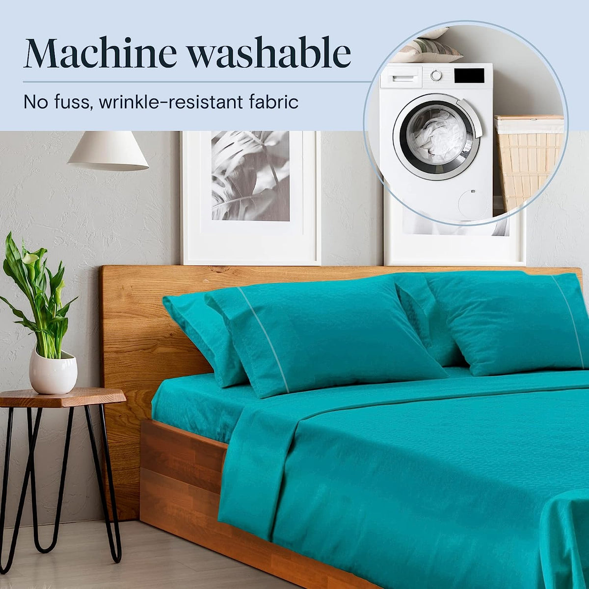 LuxClub 6 PC Full Size Sheet Set Bamboo Sheets Deep Pockets 18" Eco Friendly Wrinkle Free Cooling Sheets Machine Washable Hotel Bedding Silky Soft - Teal Full