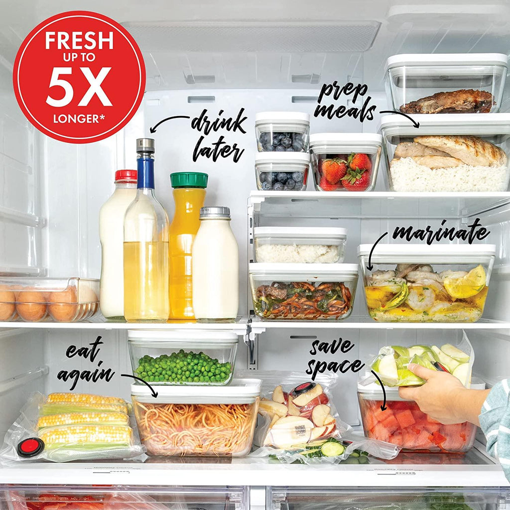 ZWILLING Fresh & Save Vacuum Sealer Machine Starter Set with Airtight Food Storage Container Glass, Sous Vide Bags, Meal Prep