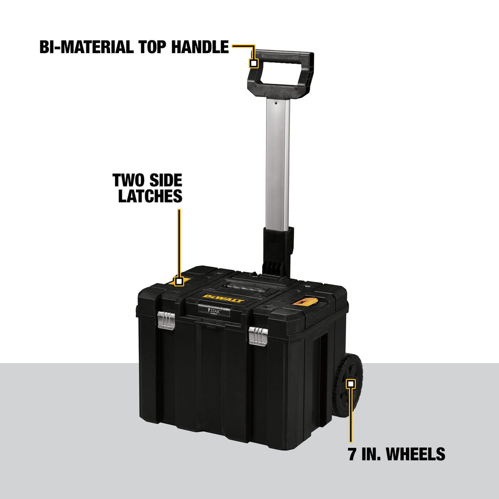 Tool Box with Wheels Modular, LarRolling Tool Box With Telescopic Handle, Portable Carrier Deep Stackable TSTAK Stora(DWST17820)
