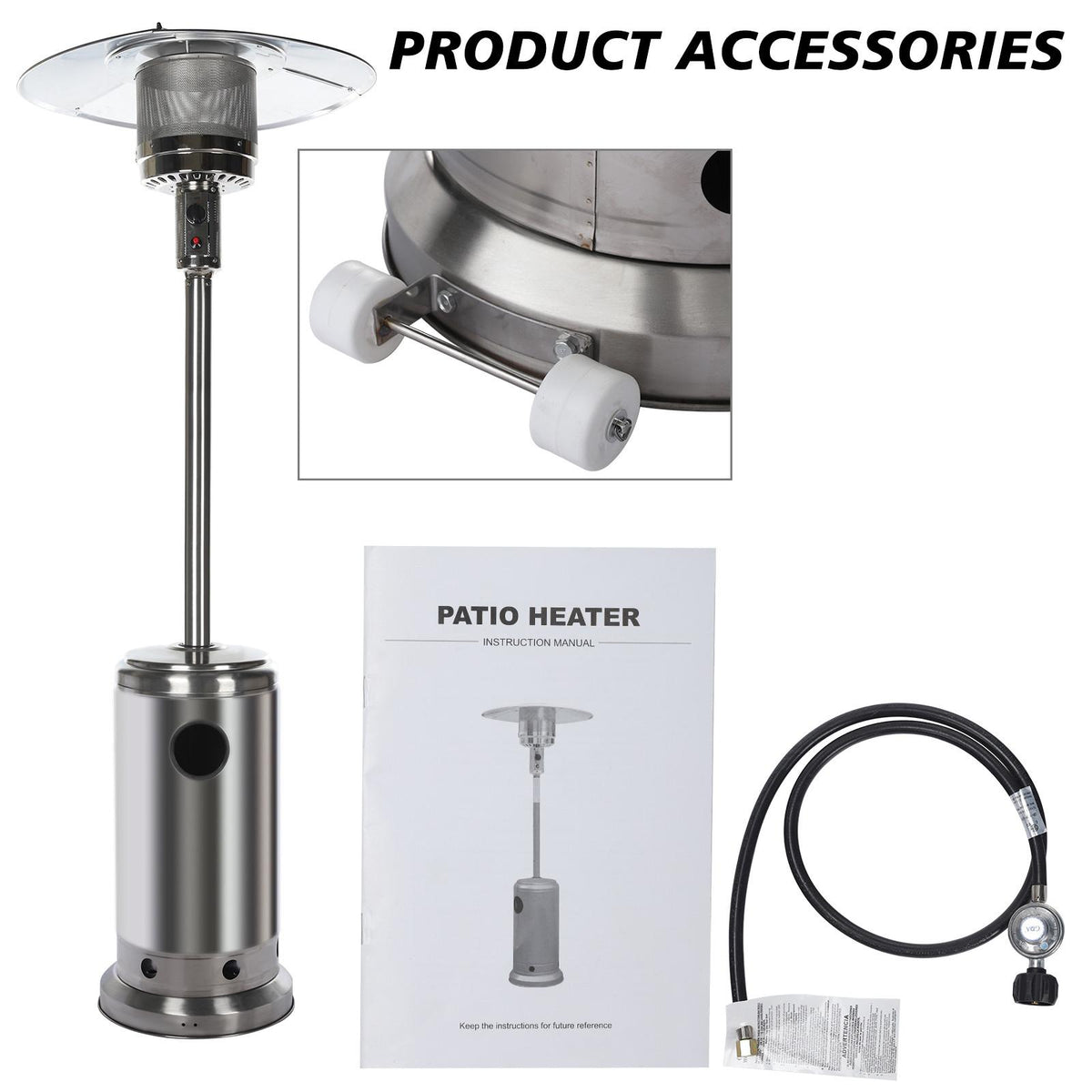 Sales Today Clearance Outdoor Patio Heater With Wheels,Propane 46,000 BTU Premium Outdoor Patio Heater