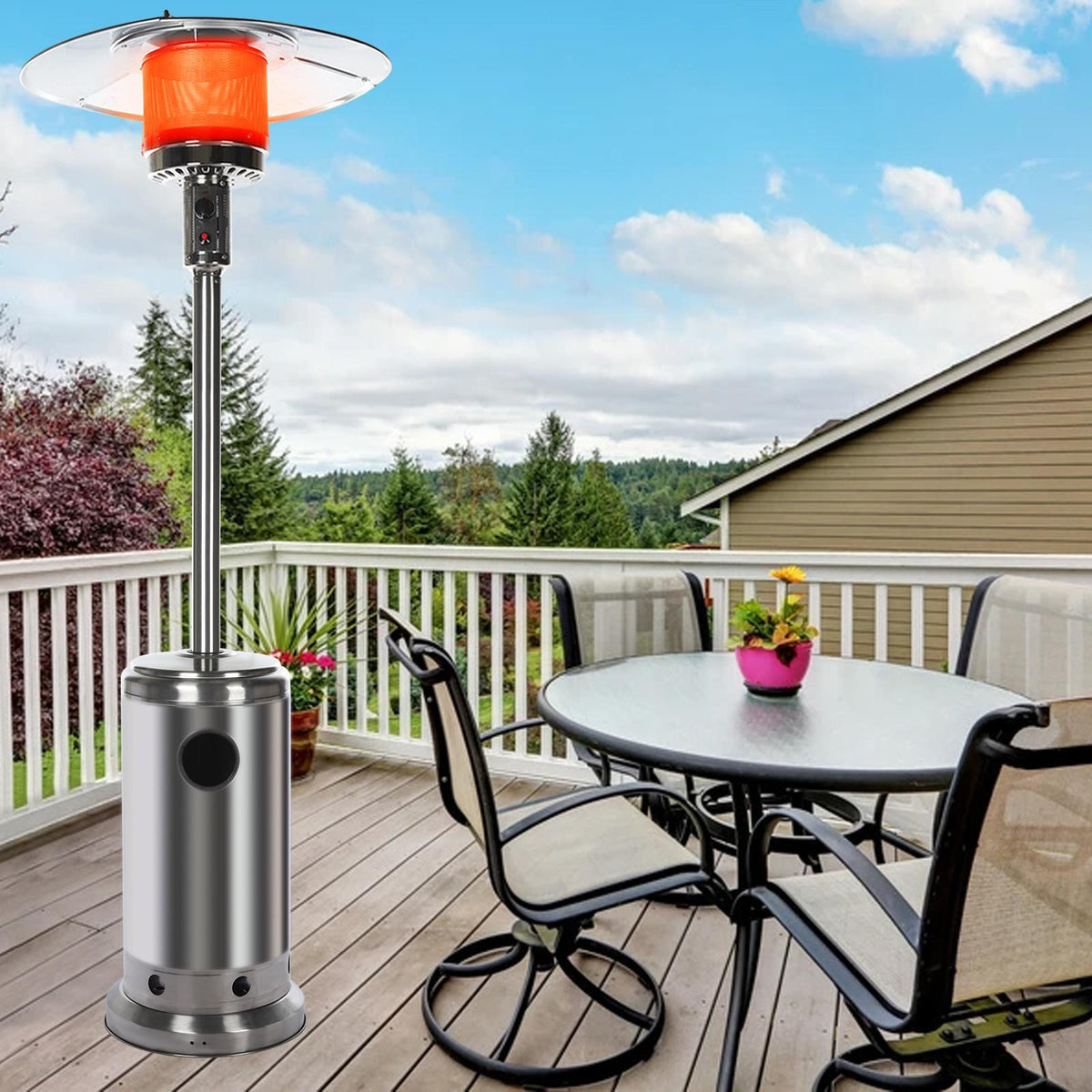 Sales Today Clearance Outdoor Patio Heater With Wheels,Propane 46,000 BTU Premium Outdoor Patio Heater