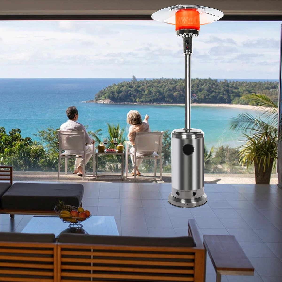 Wyongtao Outdoor Patio Heater With Wheels,Propane 46,000 BTU Premium Outdoor Patio Heater