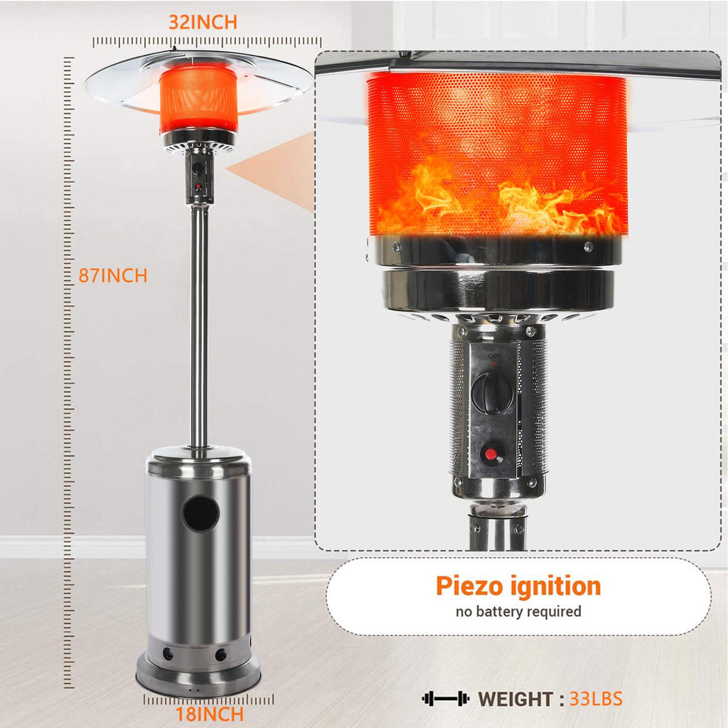 Sales Today Clearance Outdoor Patio Heater With Wheels,Propane 46,000 BTU Premium Outdoor Patio Heater
