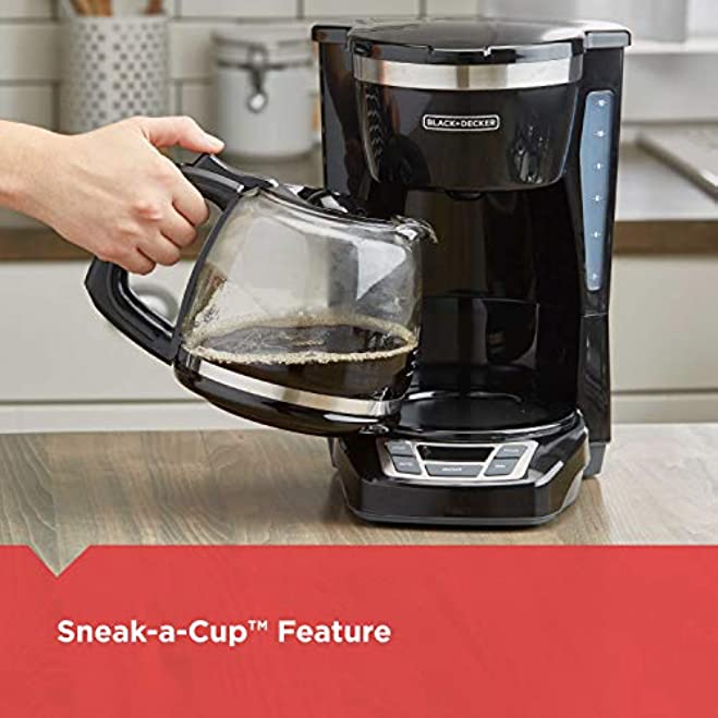 black+decker cm1160b 12-cup programmable coffee maker, black/stainless steel