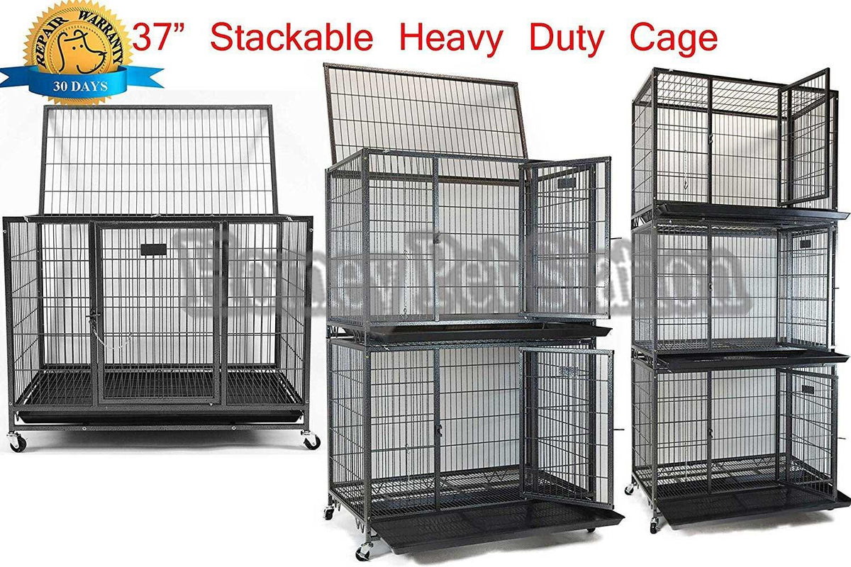 Homey Pet 37" Open Top Heavy Duty Dog Pet CaKennel w/Tray, Floor Grid, and Casters