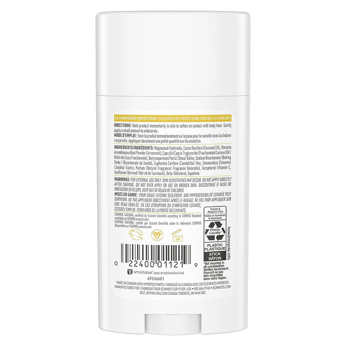 Schmidt's 100% Natural Origin Ingredient Deodorant Stick Grapefruit &amp; Apricot 2 Count For 24-Hour Odor Protection 2.65oz